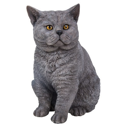 Sitting Grey Shorthair Cat Resin Ornament Vivid Arts